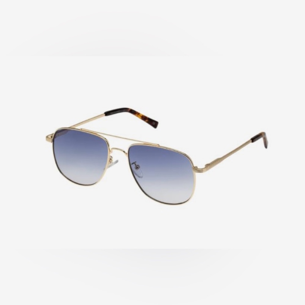 LeSpecs The Charmer Gold Aviator Sunglasses with Blue Gradient Lenses